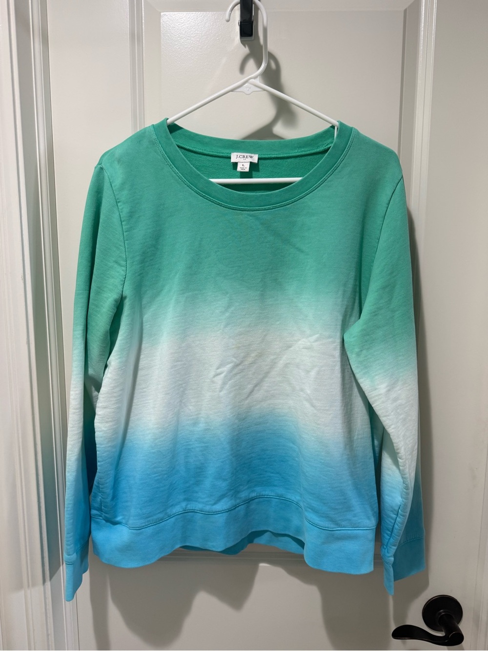 J.Crew Ombre Tie dye Green to Blue Crewneck Sweatshirt